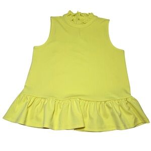 Ann Taylor Womens Yellow Sleeveless Ruffled Bottom Neck Size XS Business Casual